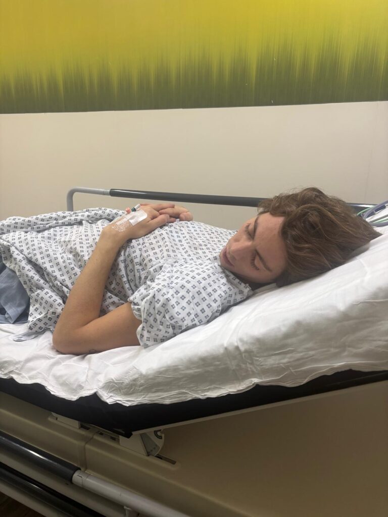 Sam Vanderpump in hospital