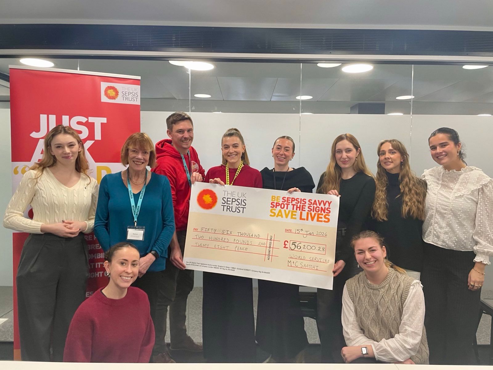 M&C Saatchi presenting the UK Sepsis Trust with a cheque
